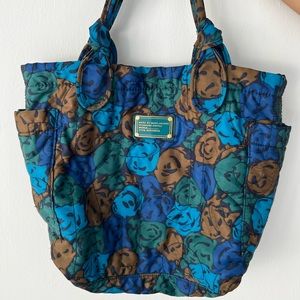 Marc Jacobs Nylon Tote Bag Blue Floral Print